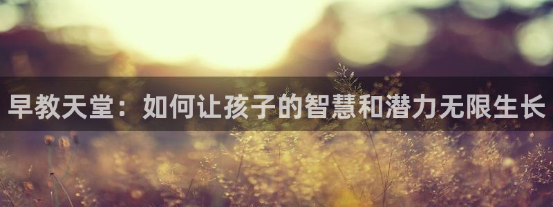 天狮娱乐57661 老x板:早教天堂:如何让孩子的智慧和潜力无限生长